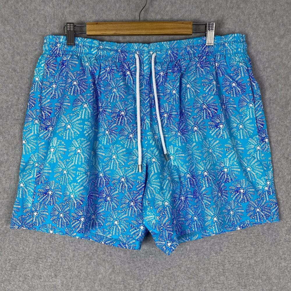 Vilebrequin Mens XXXL Blue & White Sea Urchin Swim Shorts 3XL